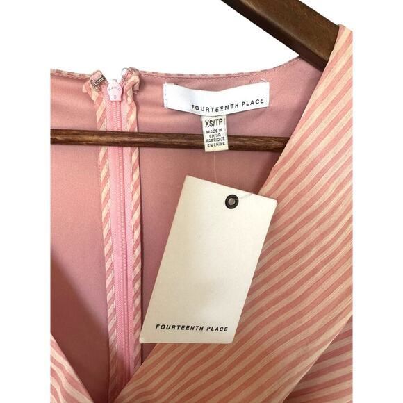 Fourteenth Place Pink Striped Ruffle Wrap Dress - XS - Picture 3 of 12